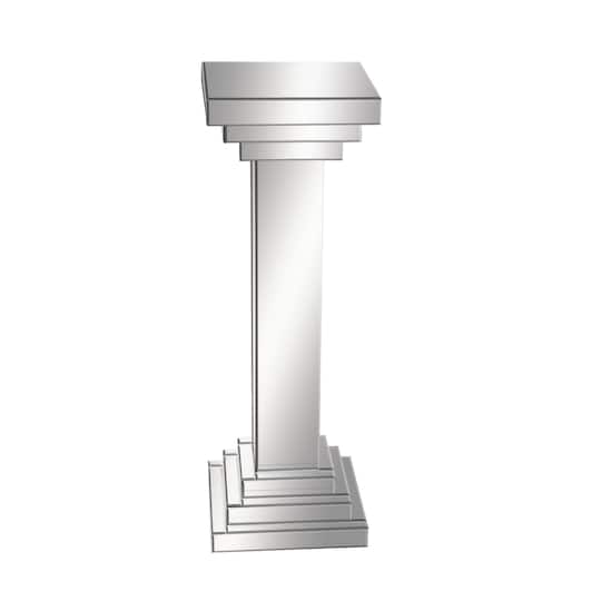 Silver Wood Glam Pedestal Table, 36" x 12" x 12"